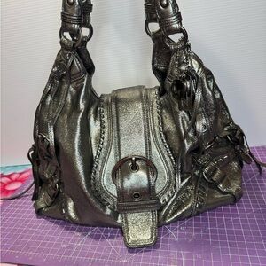 Coach Limited Edition Annie XL Madison Metallic Gunmetal Leather Bag